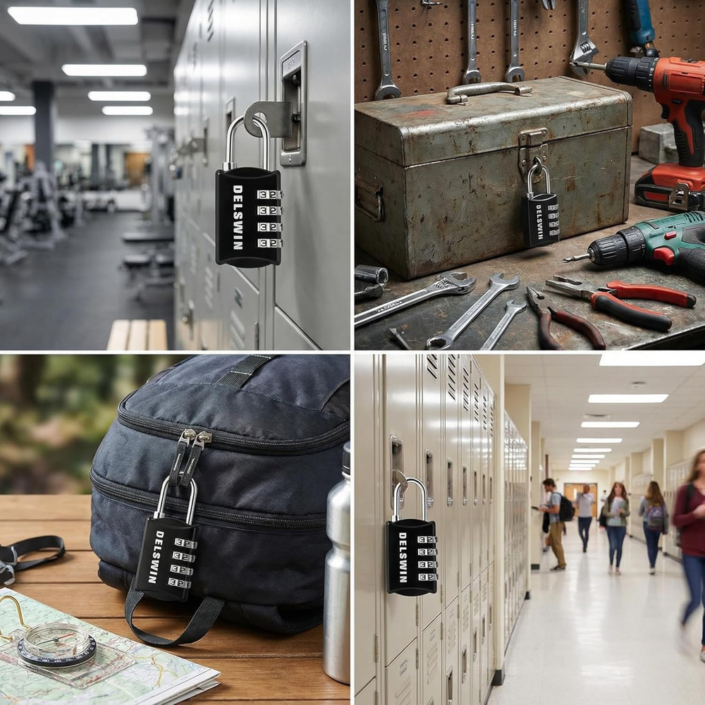 Small Combination Lock for Locker, 4-Digit Mini Combo Lock for Backpack and Lugg