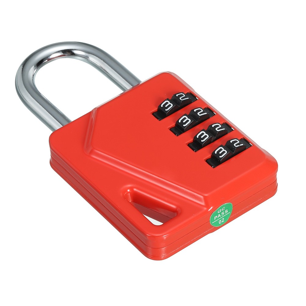4 Digit Combination Padlock, Zinc Alloy Resettable Combination Lock Red