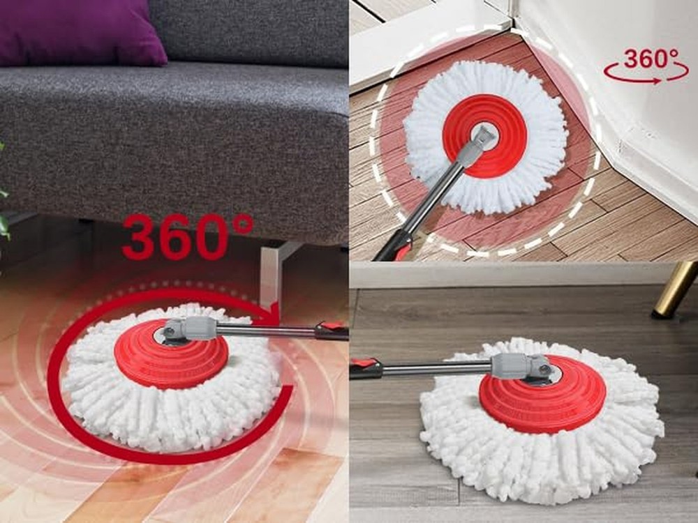 Stainless Steel Extendable Mop Handle with 2 Microfiber Replacement Heads & 3...