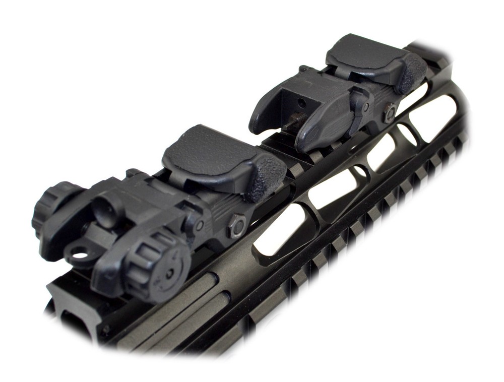 Backup Sight Set Front and Rear, Flip-Up. Polymer - Same plane/receiver height