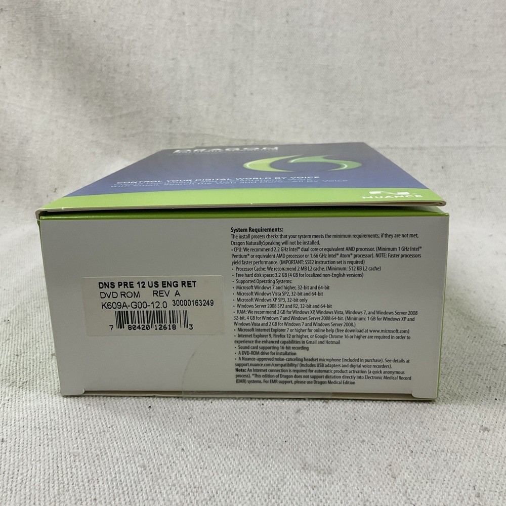 Nuance Dragon NaturallySpeaking 12 Premium Speech Recognition Software DVD