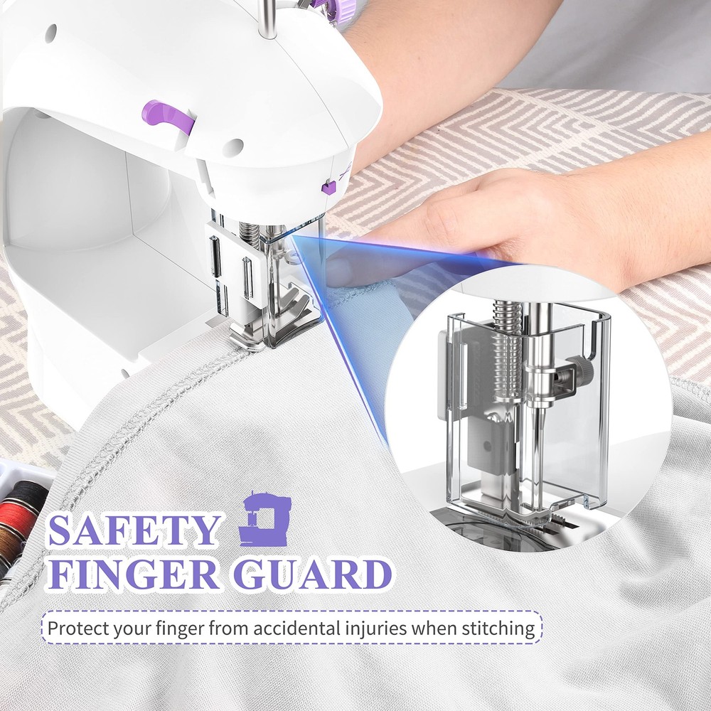 KPCB Tech Sewing Machine for Beginners Full Set with Finger Guard and Fabric