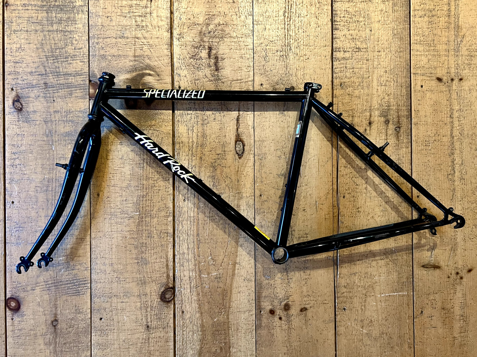 Vintage 90s Specialized Hard Rock 18.5" Steel Mountain Bike Frame Black / Yellow