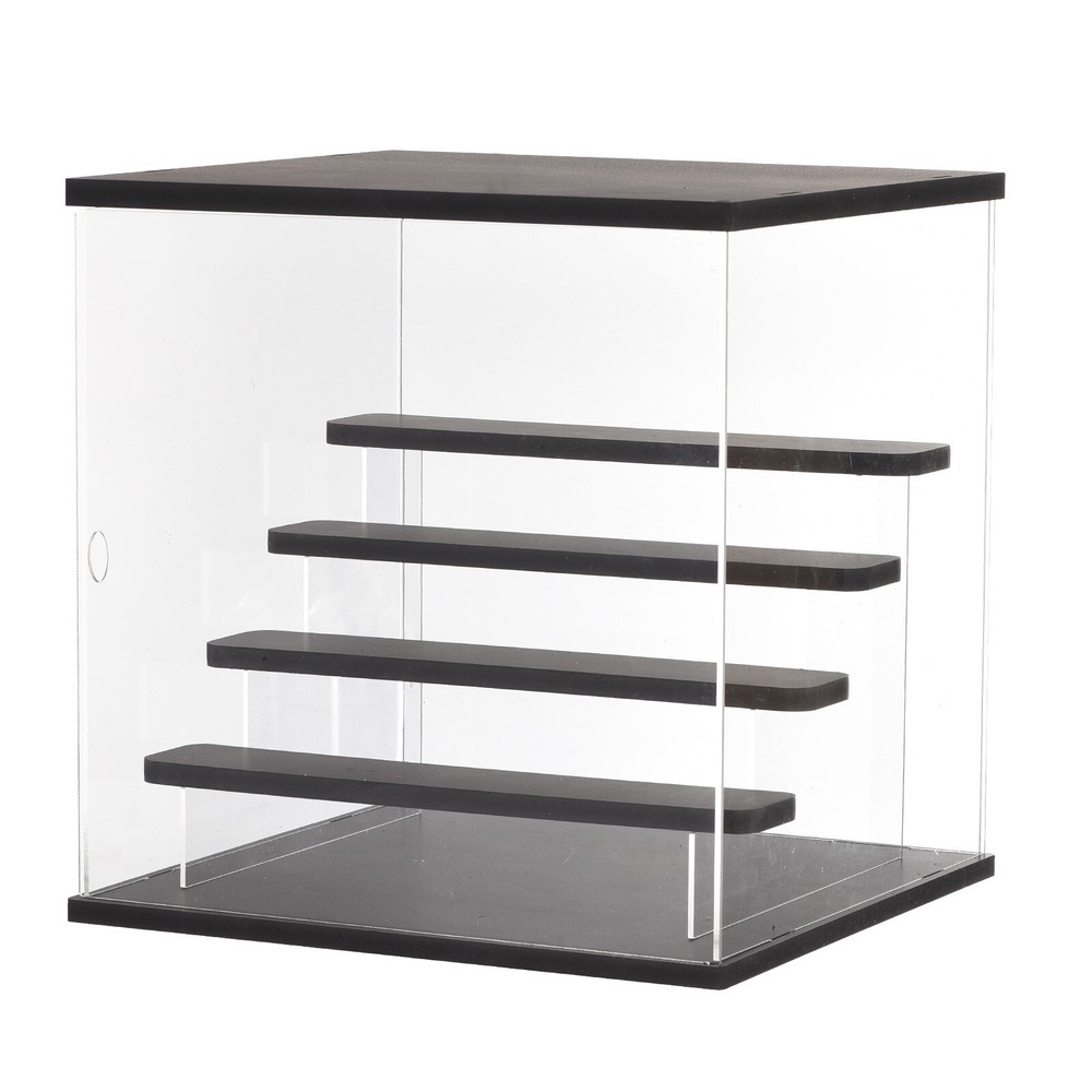 Clear Acrylic Display Case LED 4 Tier Dustproof Assemble Cube Display Boxes