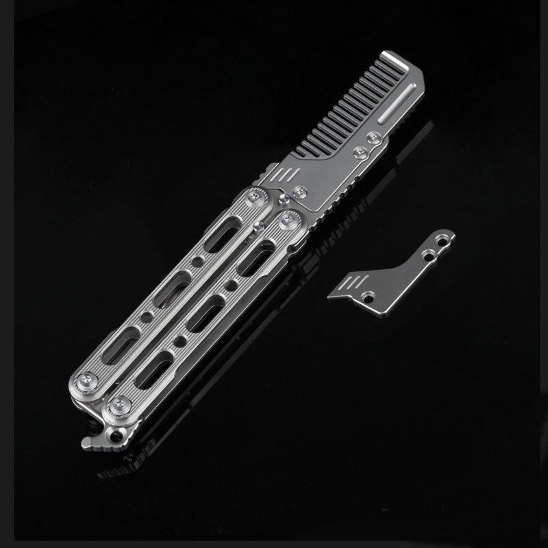 Hot Outdoor Titanium Pocket Folded Comb Replaceable Blade Portable Practice Tool