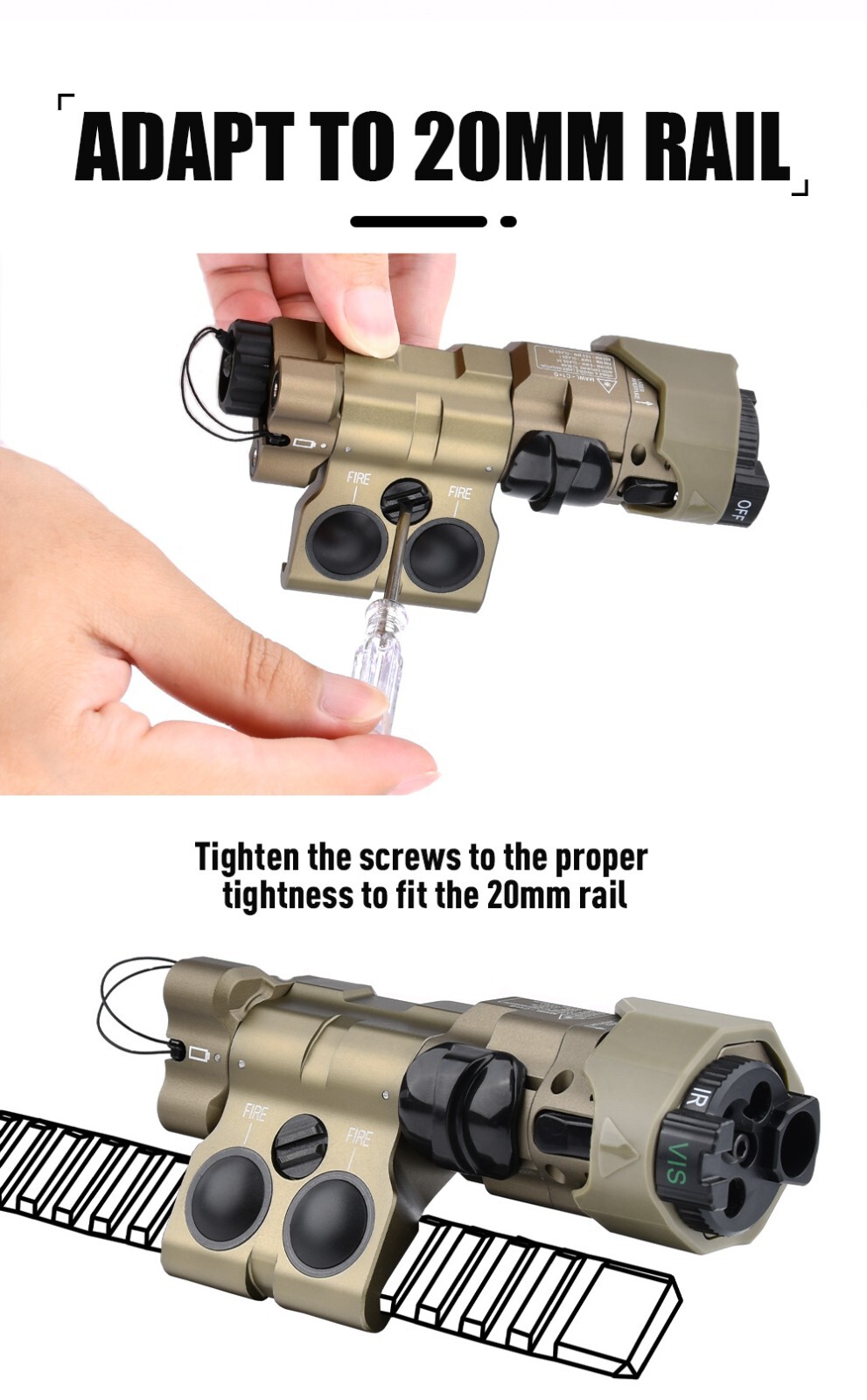 WADSN MAWL C1+ Laser Red Green IR Laser Sight White LED Strobe Flashlight