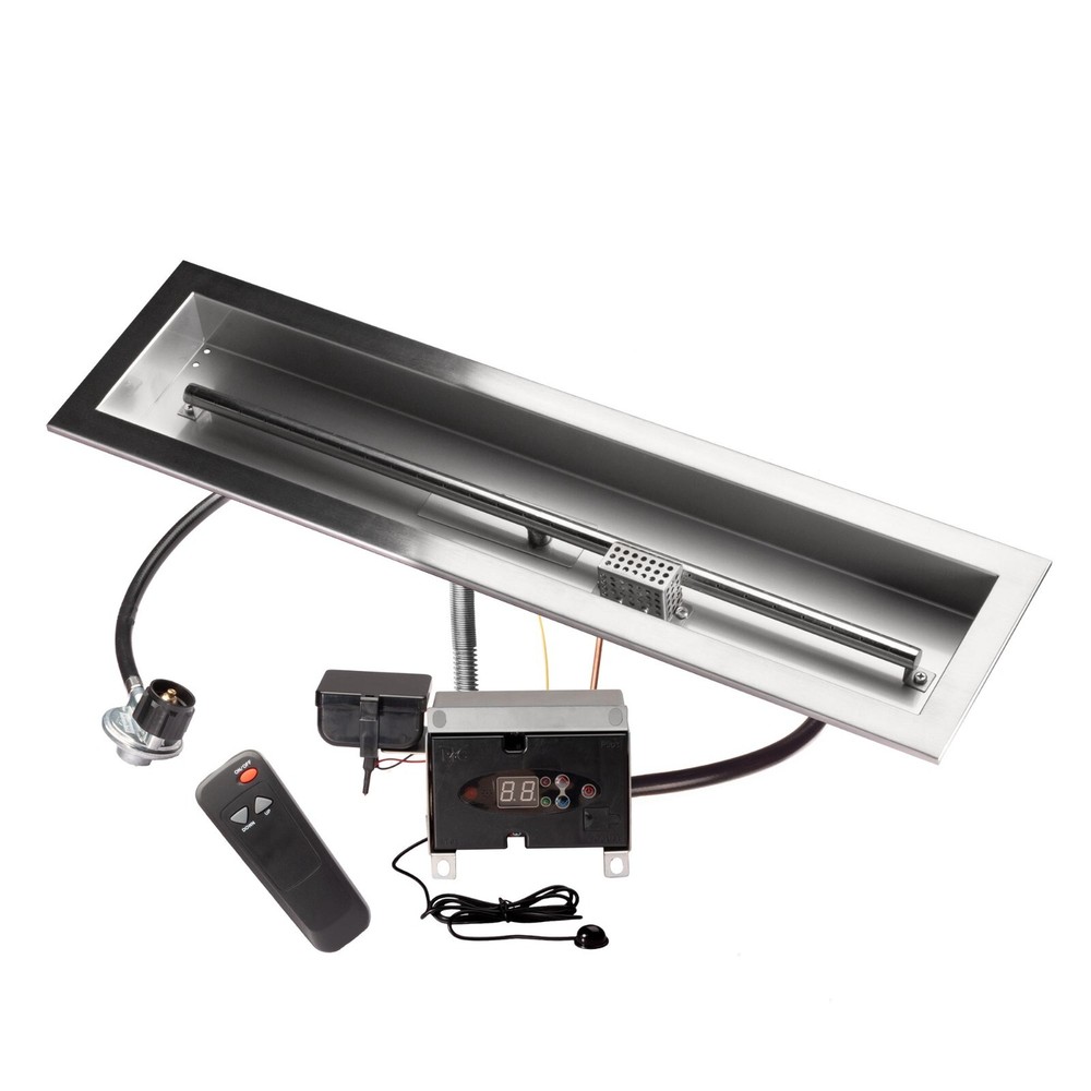 30" x 6" Remote Control Fire Pit Burner Kit, Electronic Ignition, Propane