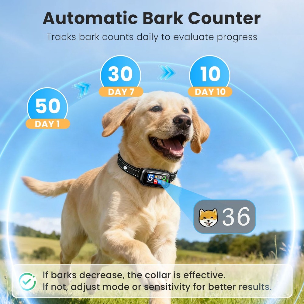 Dog Shock Collar Bark Collars Waterproof Multiple Mode Adjustment Bark Collar US