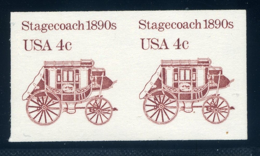 2228b, 4¢ Stagecoach Imperf Pair, Mint NH, PSE Certificate, Scott $175