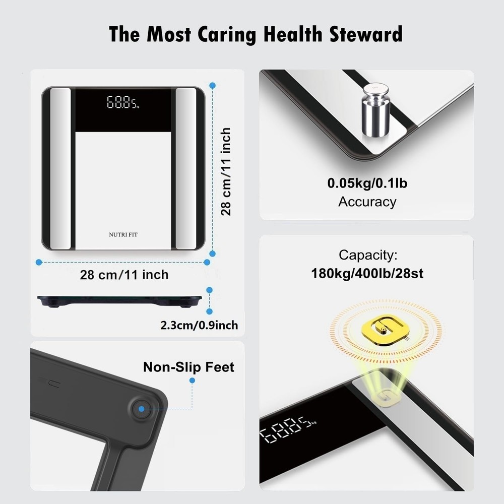 Bluetooth Smart Scale Digital Bathroom Biometric Body Composition 17 Metrics