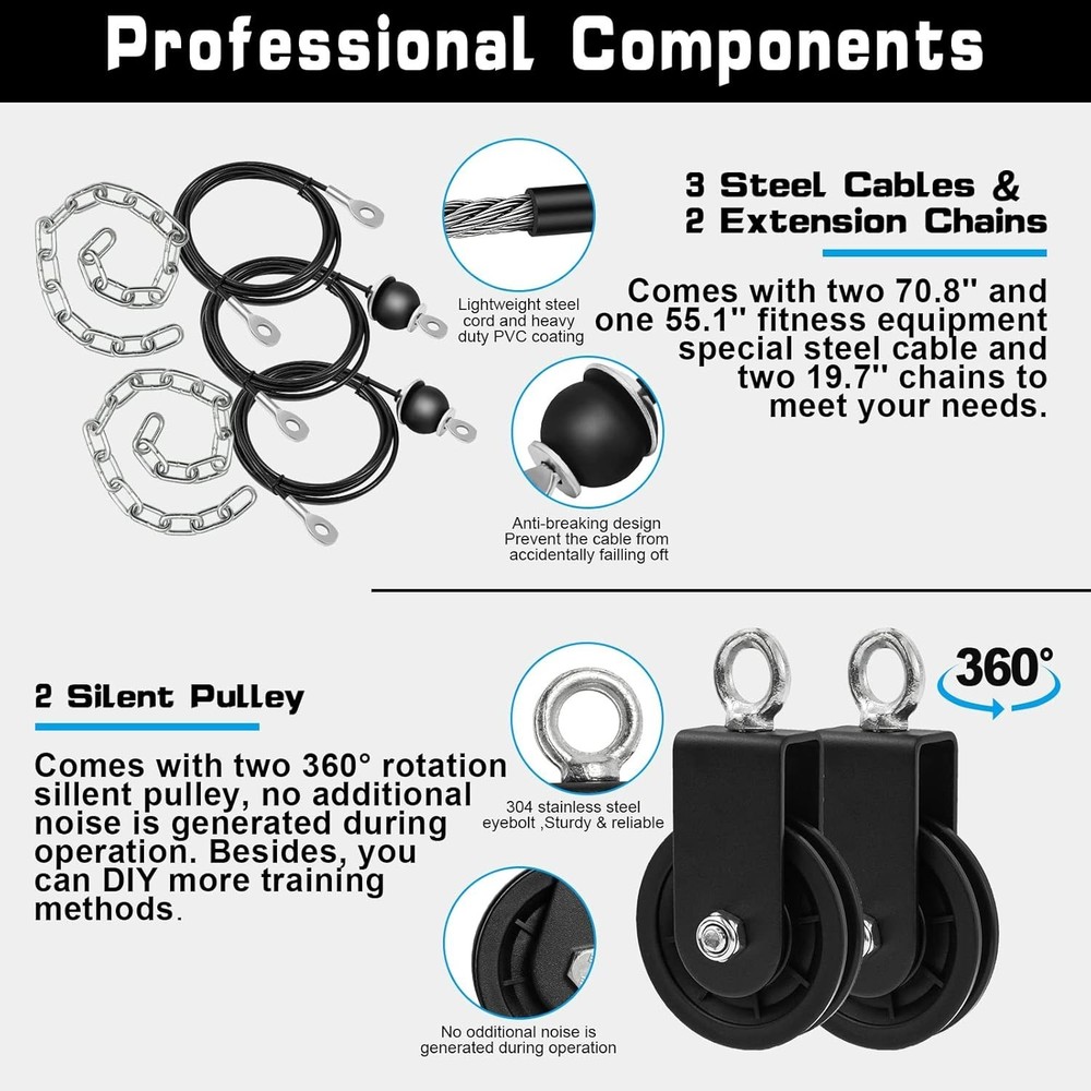 Weight Cable Pulley System Gym,Upgraded Cable Pulley Attachments for LAT Pull..