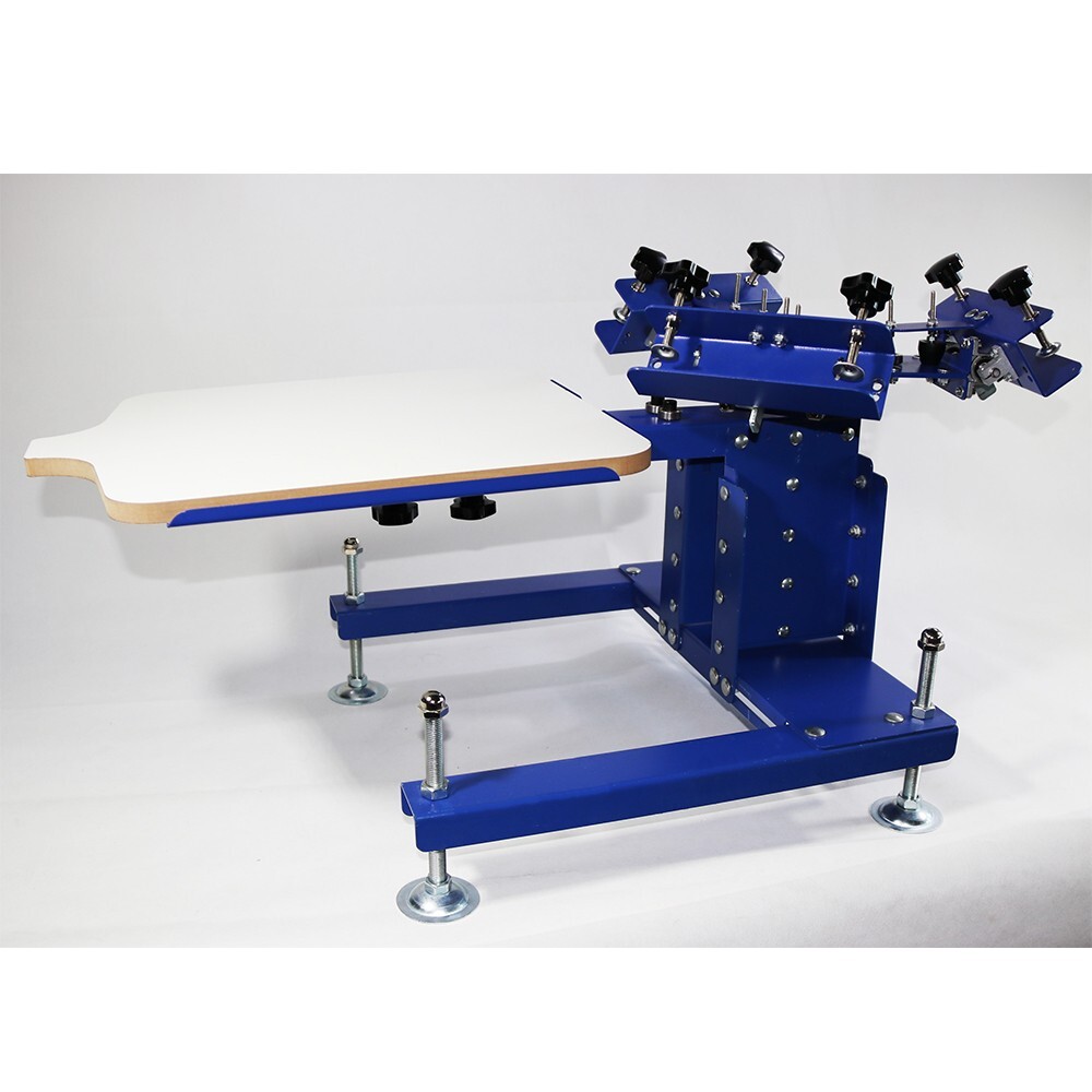 3 Color 1 Station Single Rotating Screen Printing Press Height&Width Adjustable