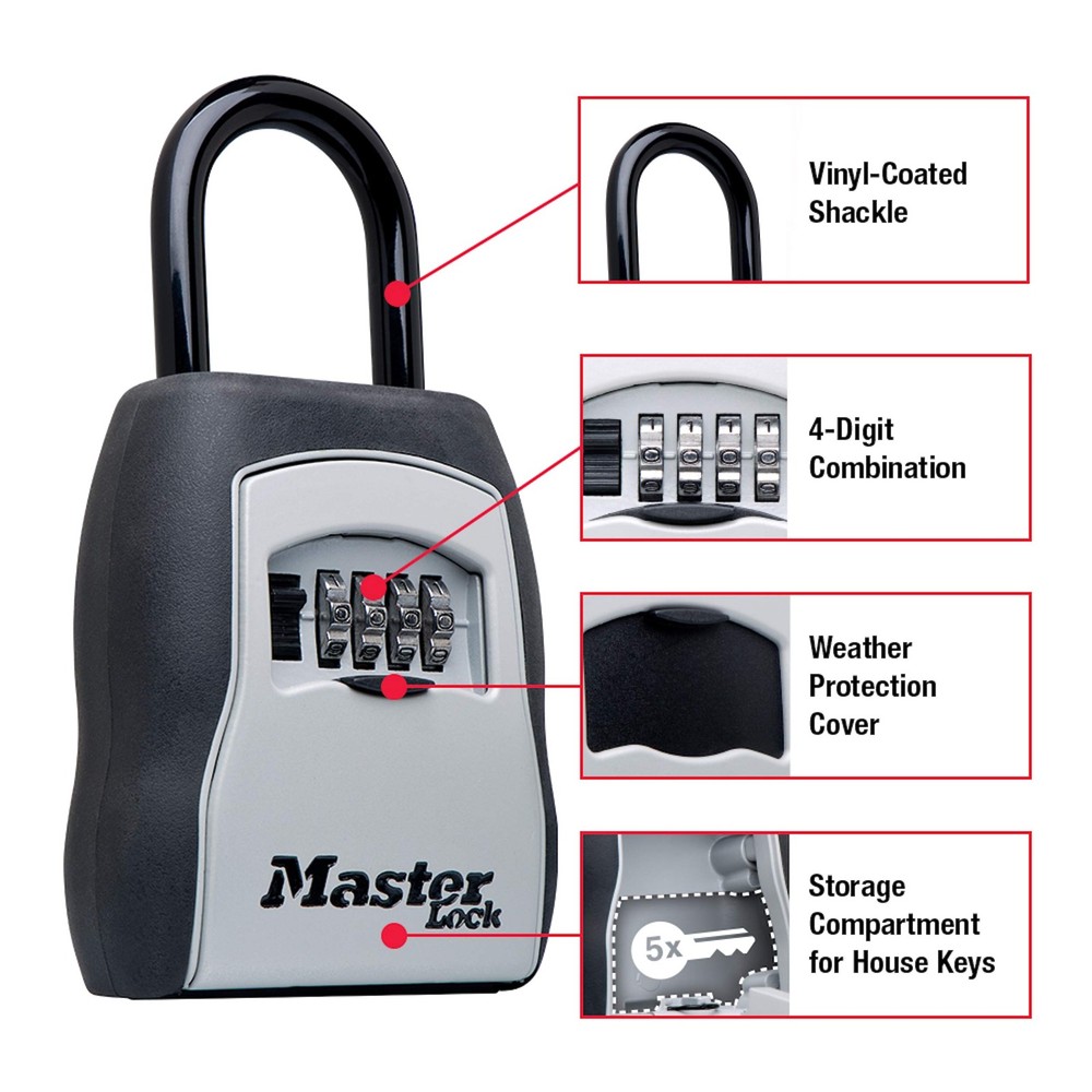 Master Lock Key Box with Code, Outdoor for 2 Pack, Black