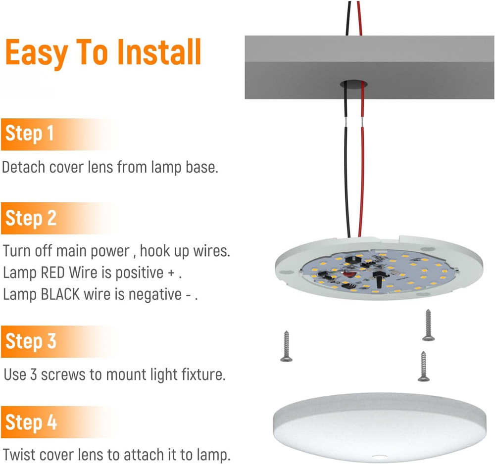 2 Pack RV Interior Ceiling Dome Light 4.5 Inch, Press Dimmer Switch & Blue Night