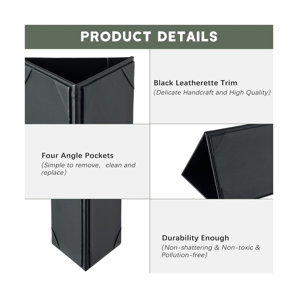 FLKQC 12 Pcs Table Tent Menu Covers | 3-Side Triangle Picture Frames Leather ...