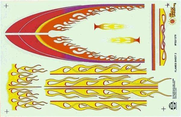 Slixx 1380 Flame Sheet #2 waterslide decal