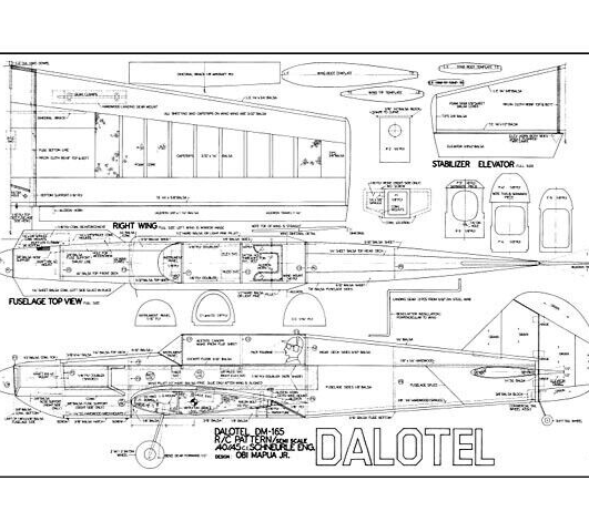 Dalotel Pattern Plane 55" Wingspan RC Model Airplane Printed Plans & Templates