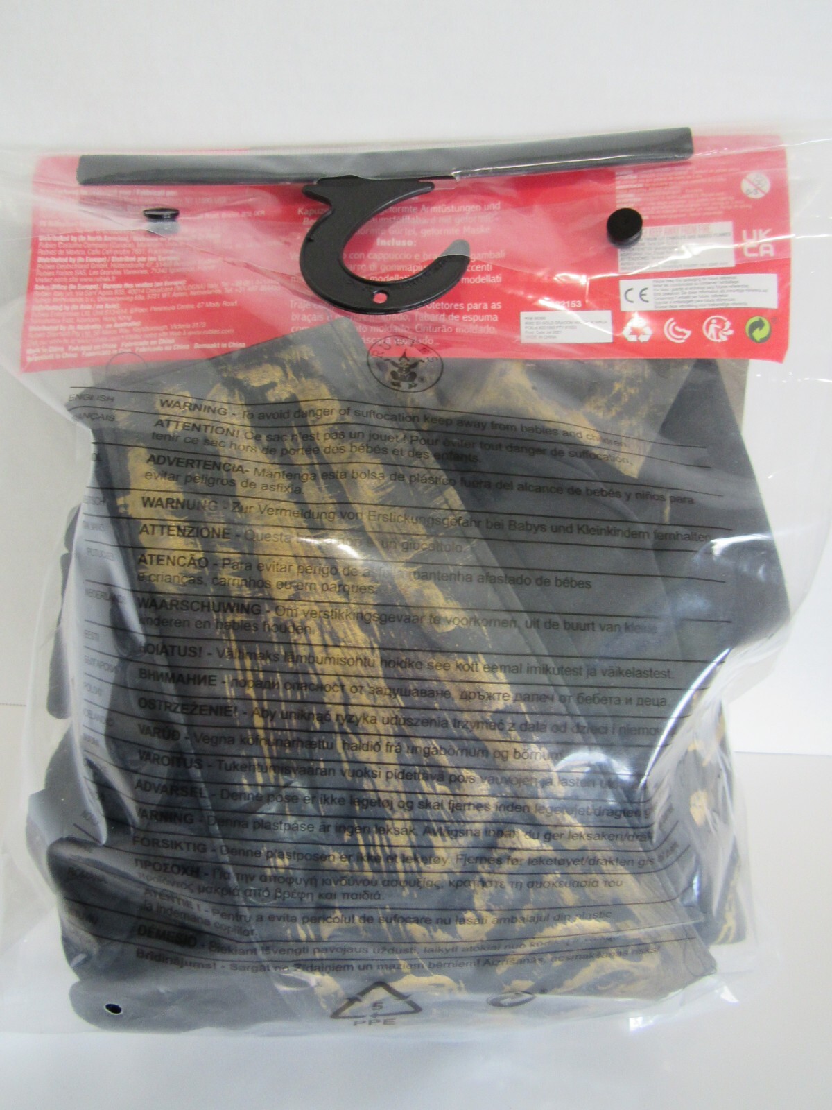 Rubies Gold Dragon Warrior Ninja Childs Costume New