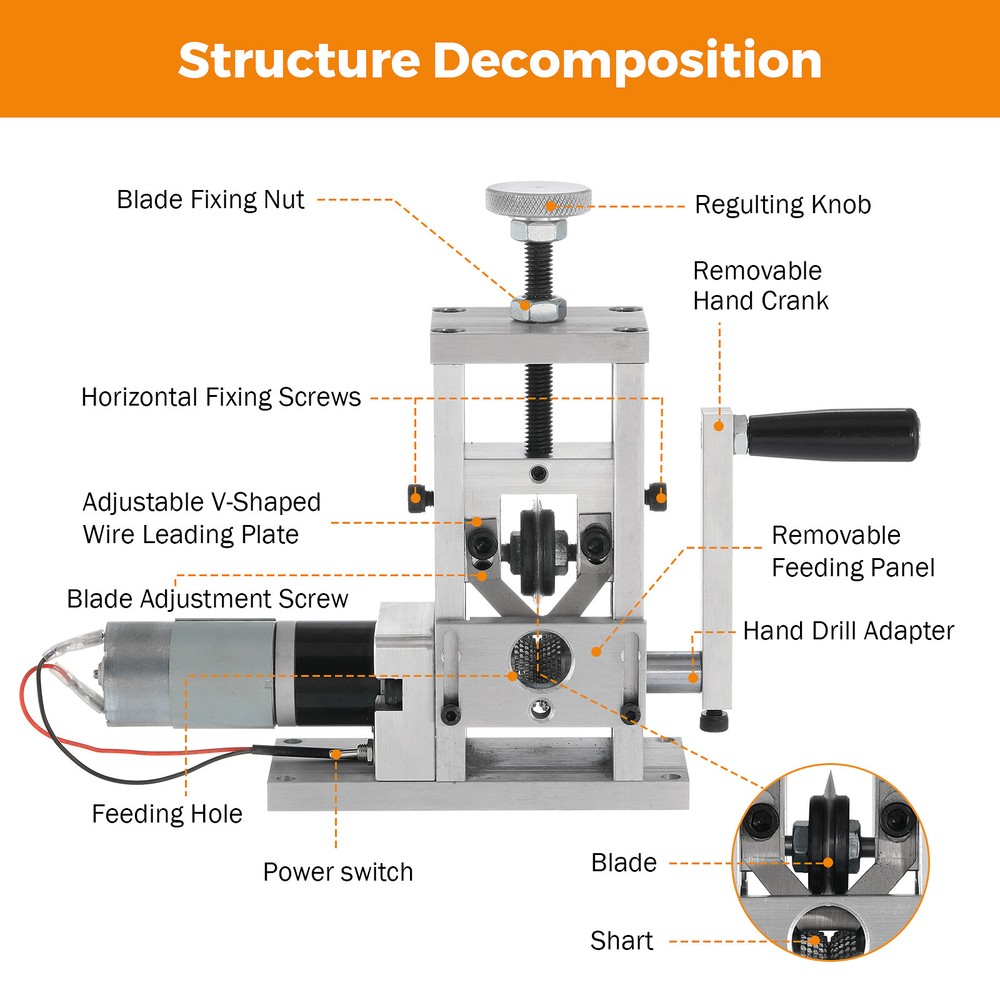 Automatic Motorized Electric Wire Stripping Machine Scrap Copper Recycling Tool