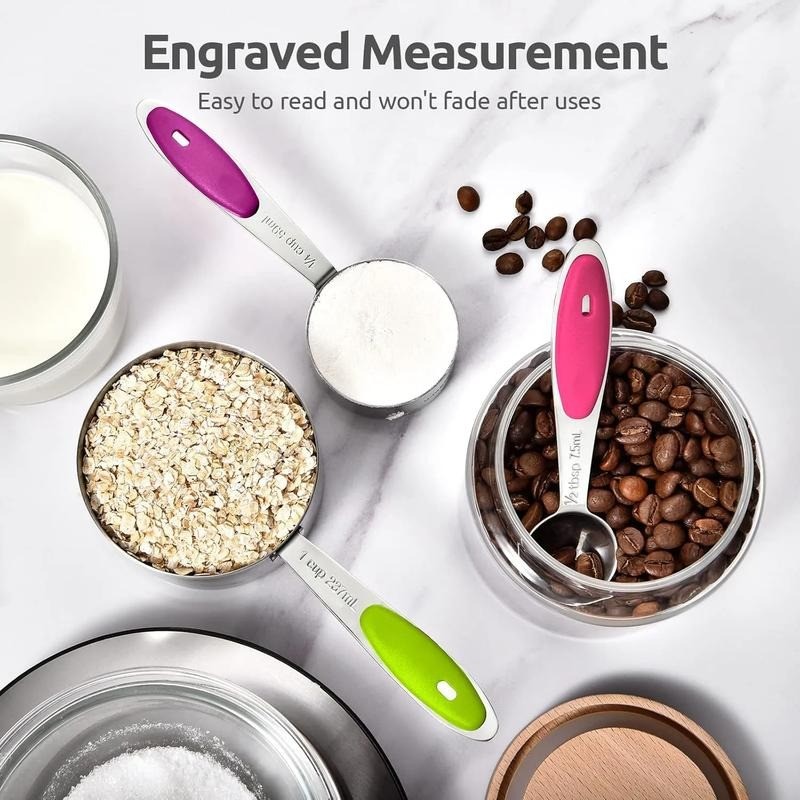 5 Pack-Stainless Steel Measuring Spoons Stackable Set，Measuring Set for Cooking