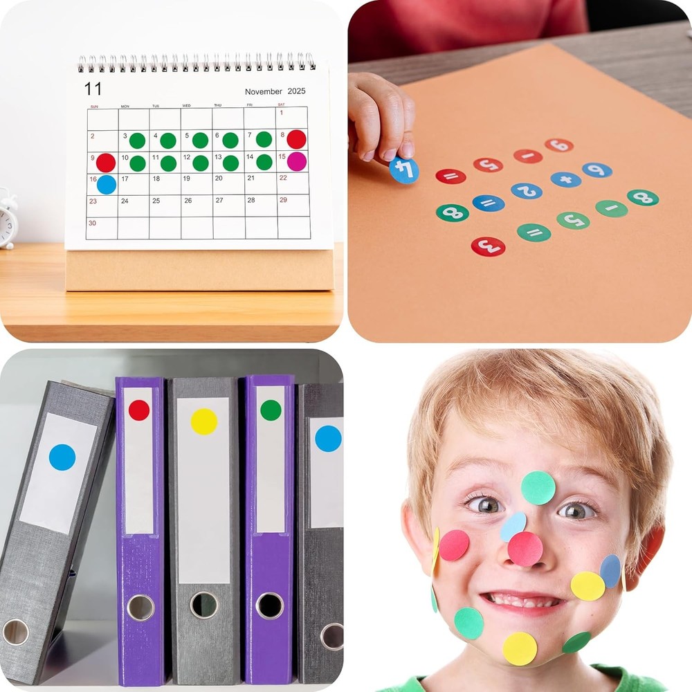 3140 Pcs Dot Stickers, 3 Size Colored Mini Round Stickers Coding Label...