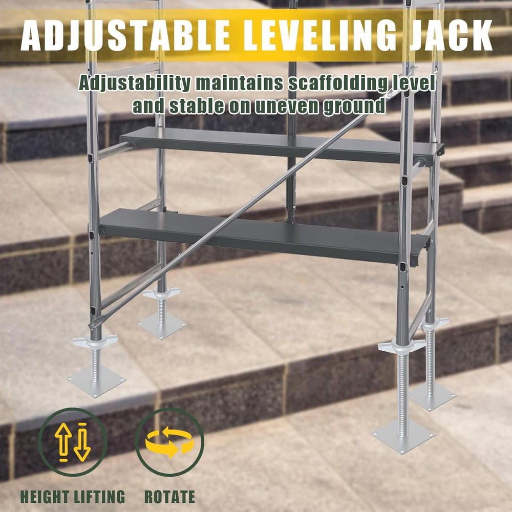 4 Pack Screw Scaffolding Jack, 24" Adjustable Scaffold Leveling Jacks, Solid Scr