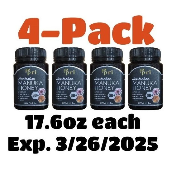 MANUKA HONEY 4 PACK MGO 200+ RAW 30+ 1.1Lb 500g Kosher Expiration 3/26/2025