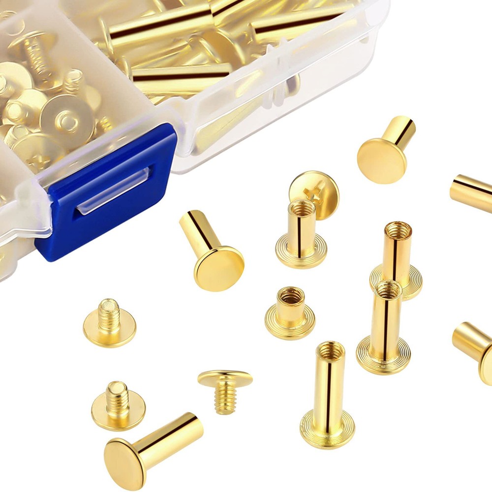 80 Set Chicago Binding Post Screw Assorted Kit Metal Round Cross Head Stud Sc...
