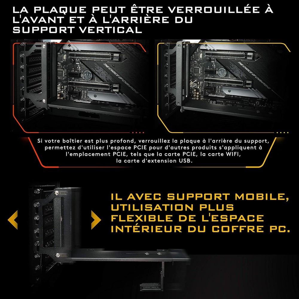Vertical Gpu Bracket With Rgb Lighting Pcie Riser Compatible With Atx Cases