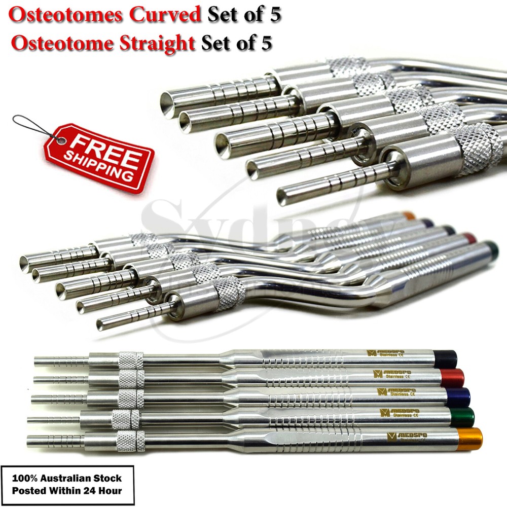 Osteotomes Offset Concave Tip Sinus Floor Elevation Straight & Curved Lab Tools