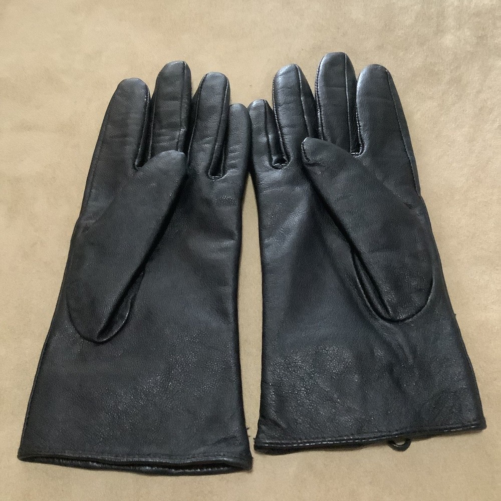 Womens S/M Leather Gloves Black Lined