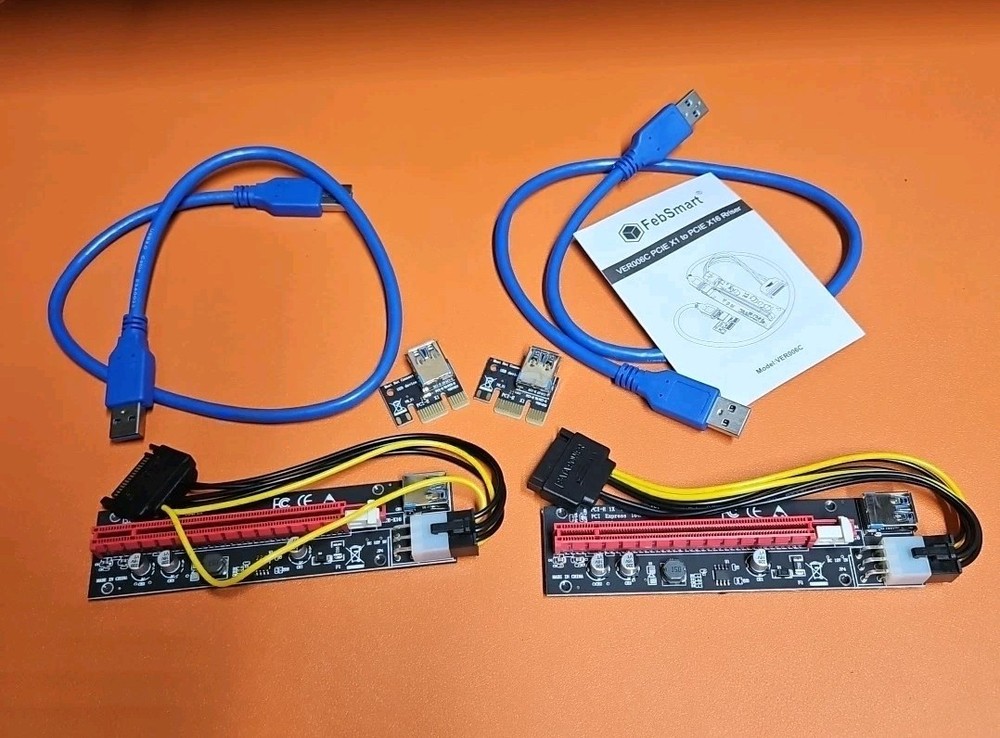 PCI-E 1X To 16X GPU Riser Card Adapter USB 3.0 Cable Powered Mining Rig