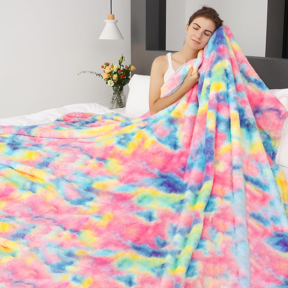 Fleece Throw Blanket Couch Soft Lightweight Cozy Microfiber Plush