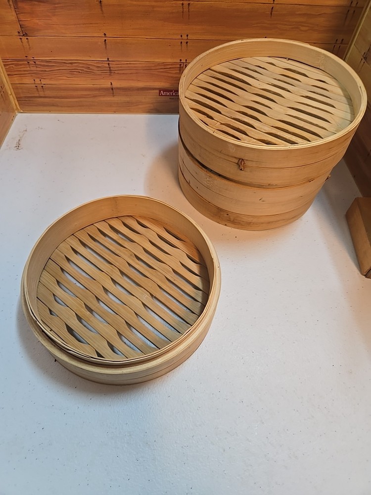 Three-Tiered Woven Bamboo/Ratan Steamer