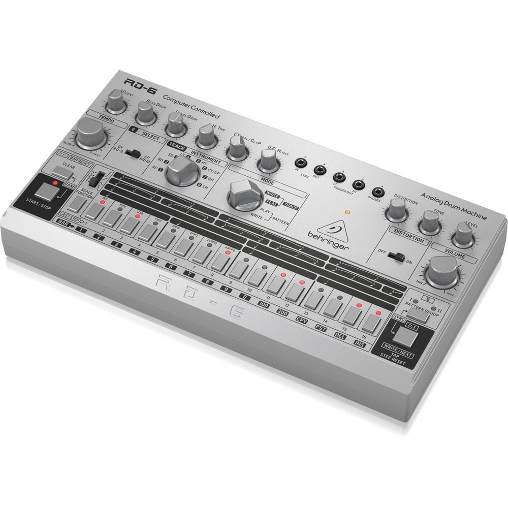 Behringer RD-6-SR Analog Drum Machine with 8 Drum Sounds, Silver