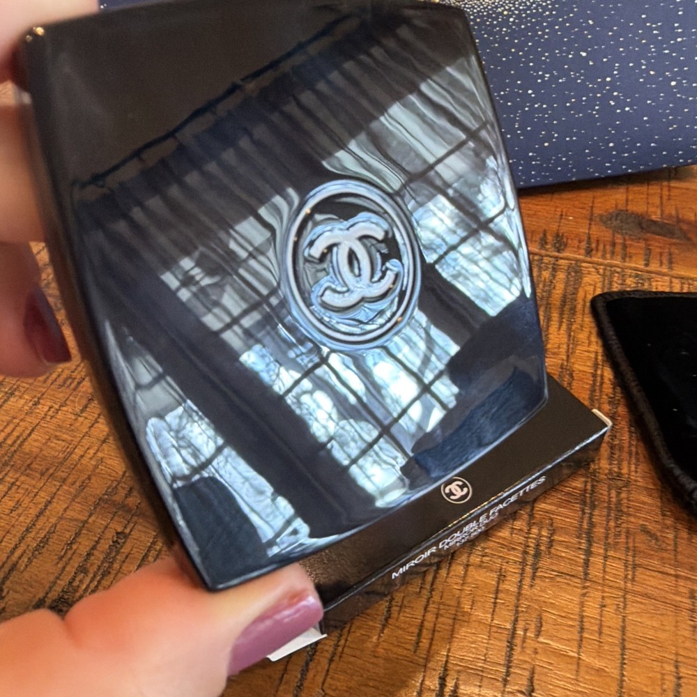 Chanel Mirror Duo Compact Double Facette Makeup Mirror Black