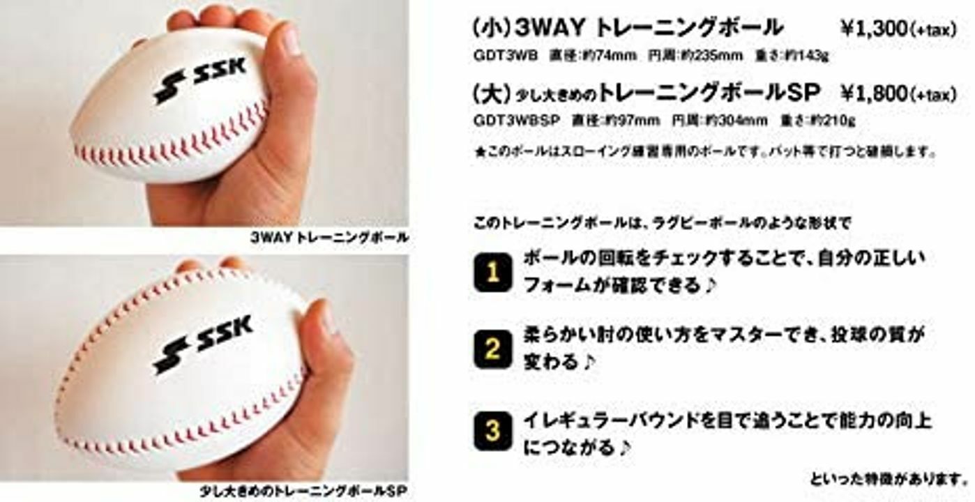 SSK Baseball Training Equipment 3WAY Training Ball Natural Leather GTR3WB