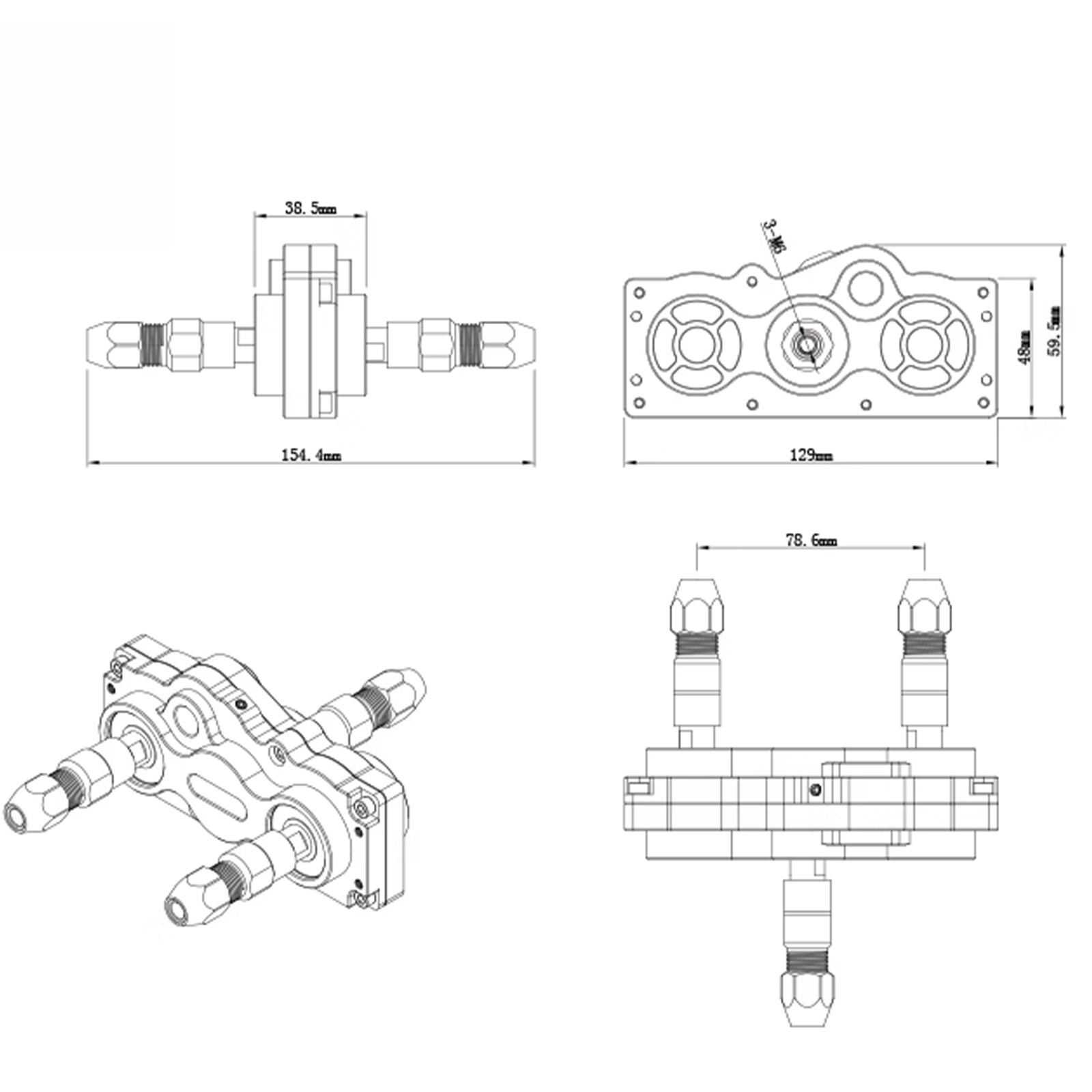 RC Boat Gear Box Forward Reverse Dual Output Transfer f 6.35mm 1/4" RC Tug Yacht