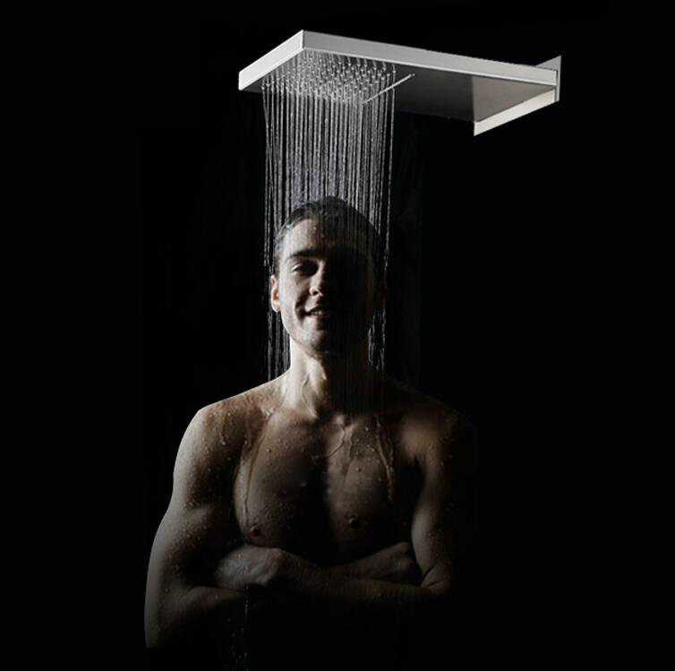 Bathroom 2 Functions Rectangle Rainfall Waterfall Shower Head Mixer Valve Tap