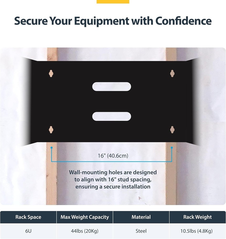 6U Wall Mount Network Rack for Servers, 14 Inch Deep with Mounting Hardware