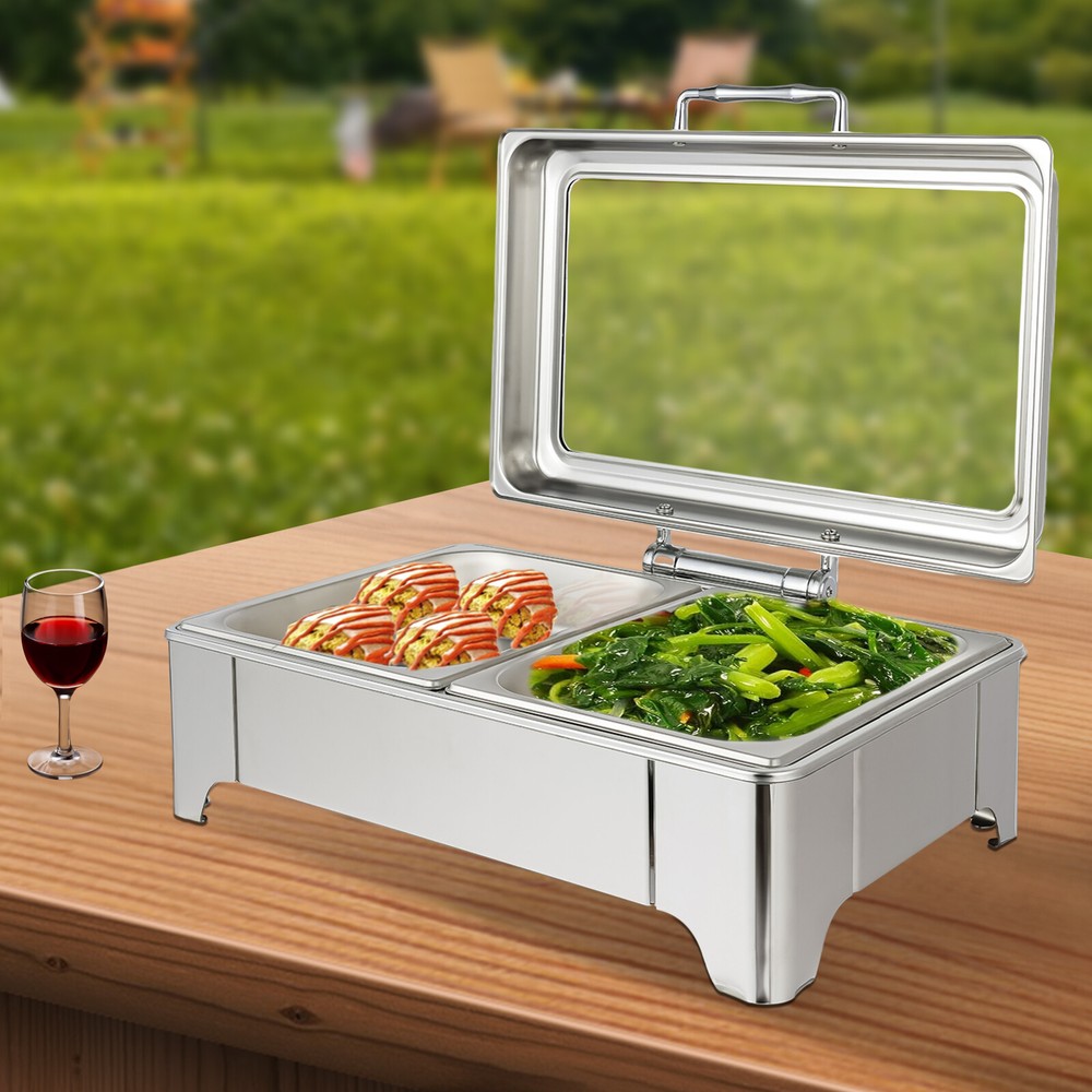 9L Electric Heating Chafing Dish Server Buffet Stove Square Double Compartment