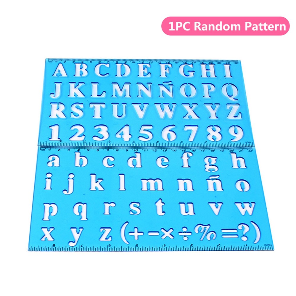 Plastic Drawing Ruler Alphabet & Number Hollow Template Stencil Learning TSWL