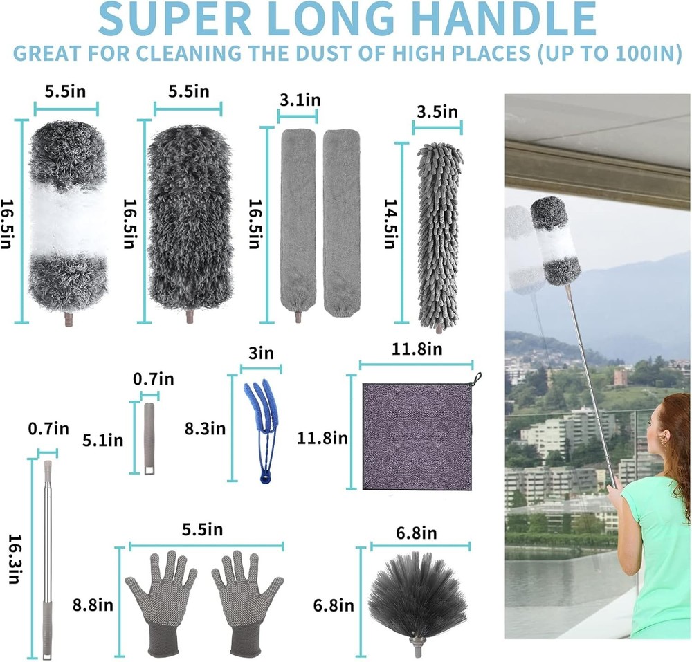 Versatile 11-Piece Dust Cleaning Set: Bendable Microfiber Dusters for Home & Car