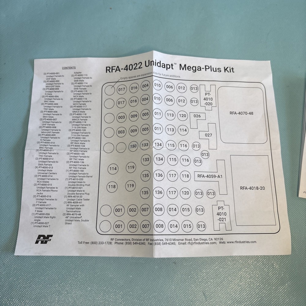 RF Industries RFA-4022 UNIDAPT Mega-Plus Kit w/ Cables