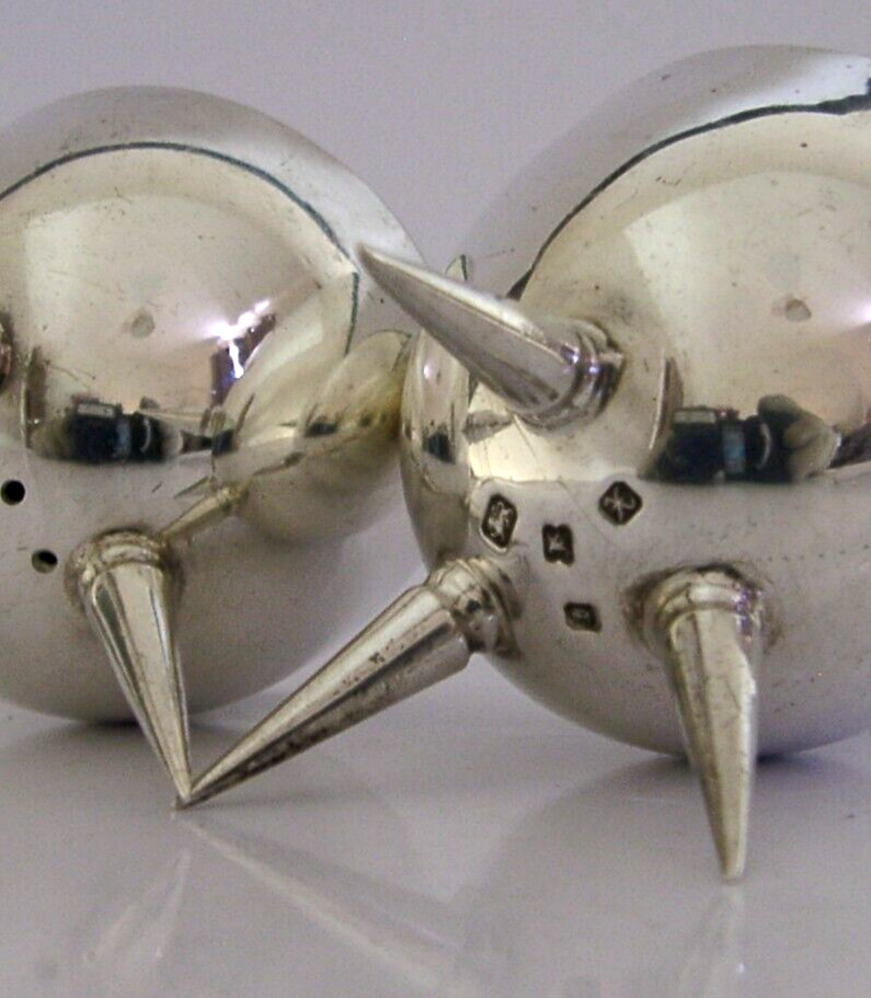 SUPERB MID CENTURY MODERN STERLING SILVER SALT PEPPER CRUET SET 1996/97  118g