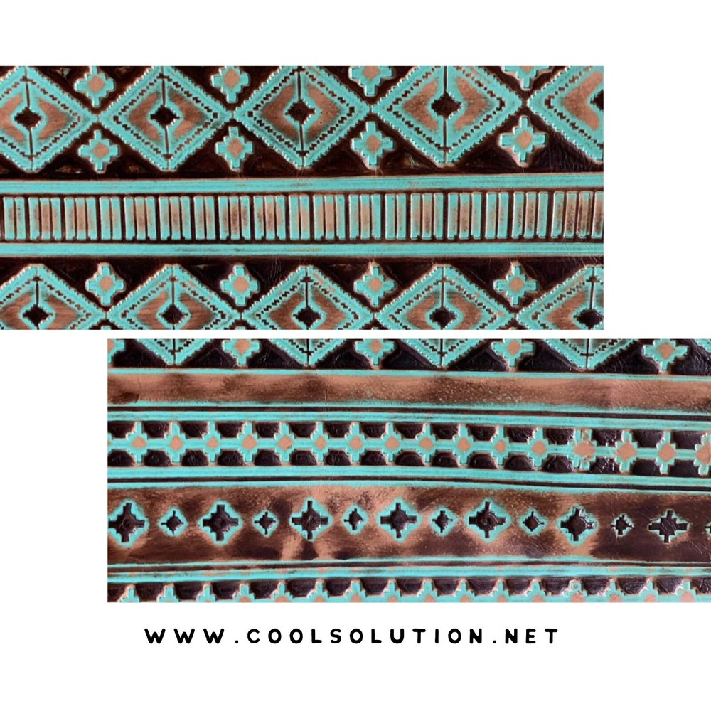Embossed Leather Navajo Turquoise, Custom Cuts, Leatherworking, Leather Sheets