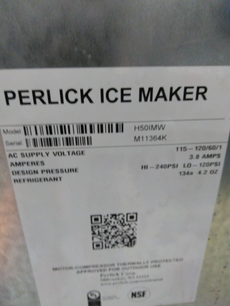 H50IMW Perlick 15" Clear Ice Maker, Panel Ready Solid Door M11364K
