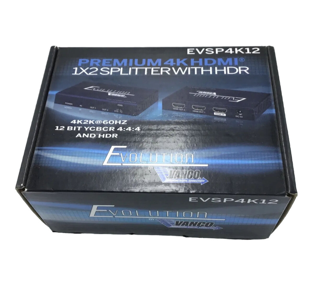 Evolution by Vanco EVSP4K12 Premium 4K HDMI 1x2 Splitter with HDR