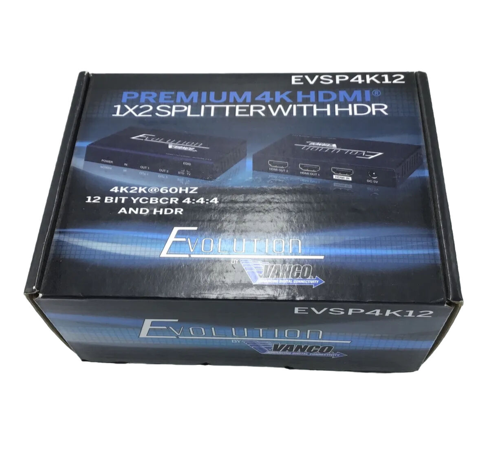 Evolution by Vanco EVSP4K12 Premium 4K HDMI 1x2 Splitter with HDR