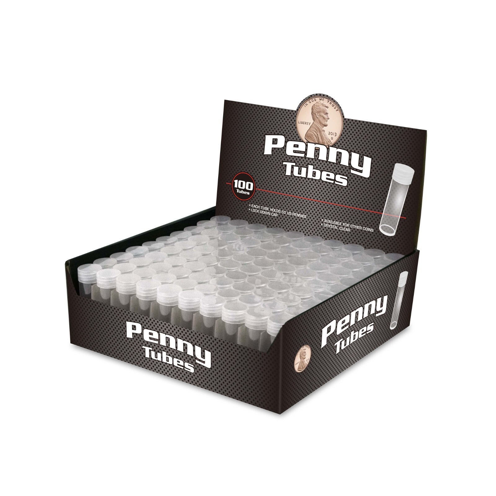 20 BCW Round Tubes For Penny Cents Coins Clear Plastic Cent Storage Screw On Cap